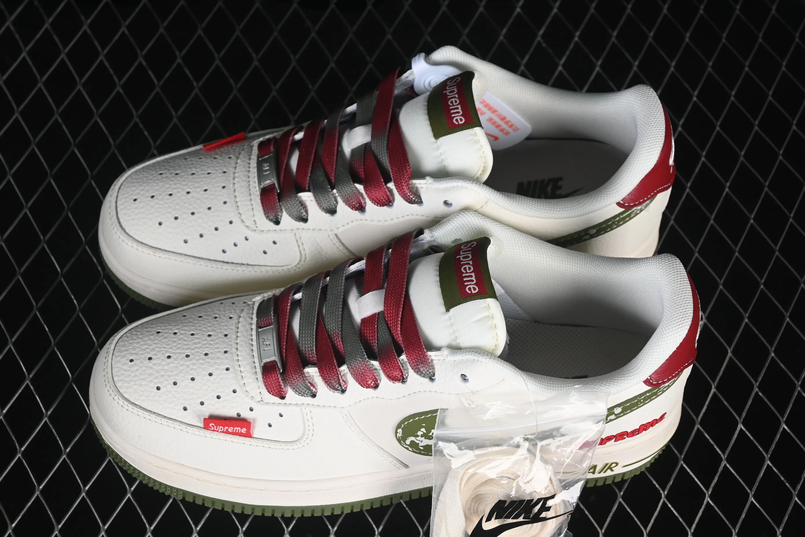 All categories Nk Air Force 1 Air Force series Nk Air Force 1 Low Air Force low-top Nike Air Force 1'07 Low joint beige woven label green hook Air Force 1 low-top casual sneakers QW5606-273